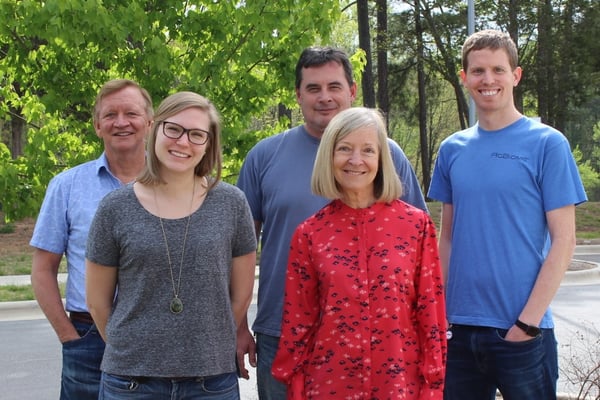 The LifeEdit group, from left to right: Mark Moore, Allie Crawley, Tedd Elich, Lynn Dickey, and Tyson Bowen (Not-pictured: Vinh Pham. 