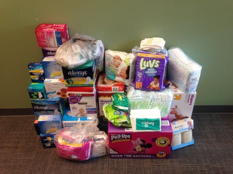 All the supplies that were collected and donated to the NC Diaper Bank. 